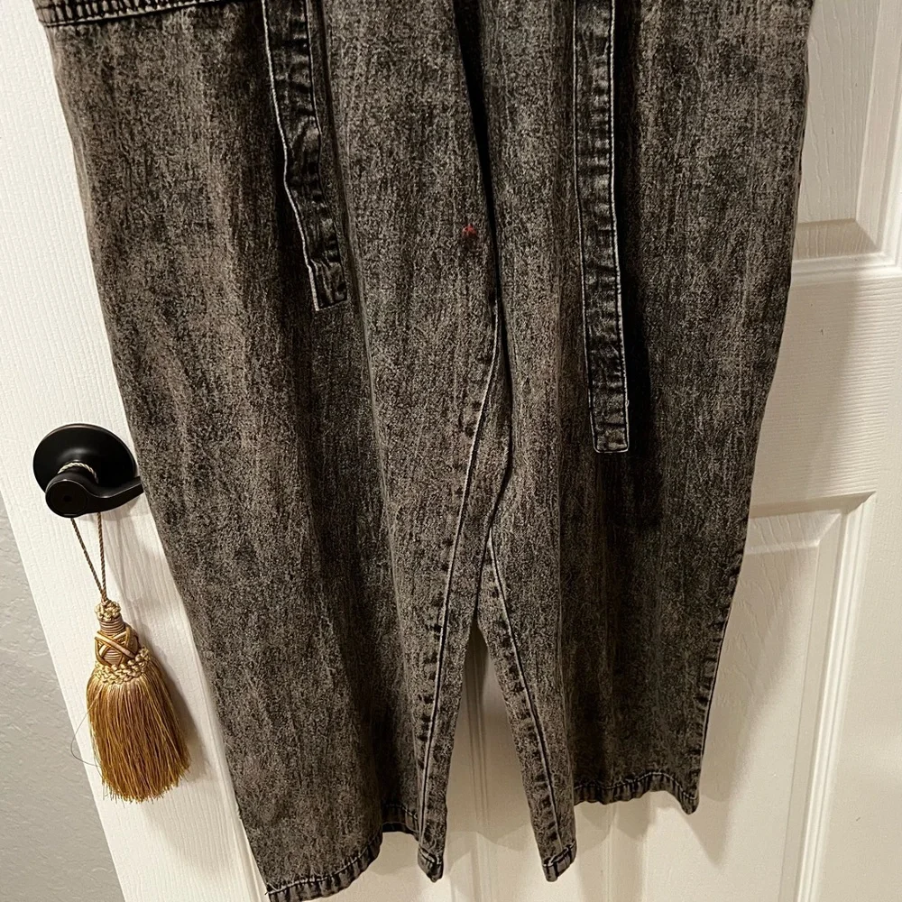 NWT G. Kale Women PXL Faded Black Denim Button-Down Jumpsuit 100% Cotton Pockets